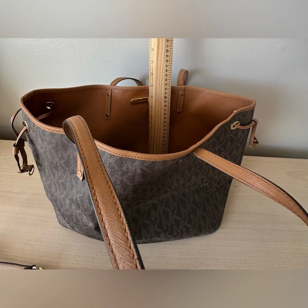 Michael Kors Large Dark Brown Signature Satchel Tote - Picture 14 of 15